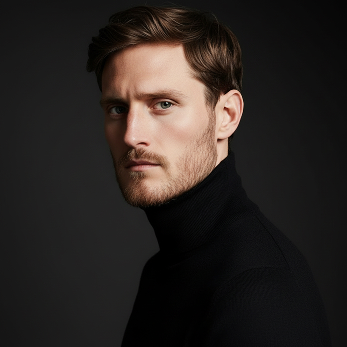 Professional headshot — tight crop, plain background